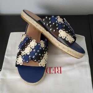 RED VALENTINO Studded Leather Espadrille Sandals